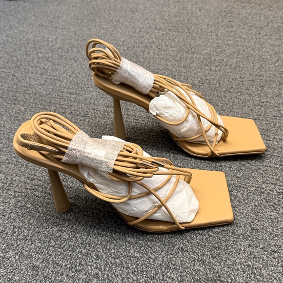GIA BORGHINI x RHW Tall Lace Up Sandal in Biscotti